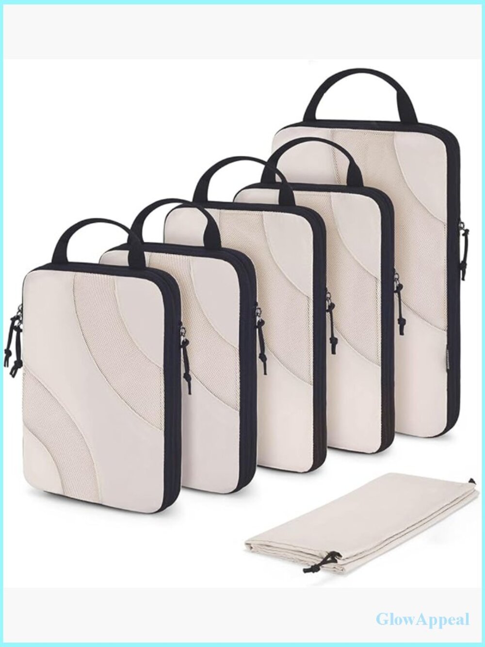 Compression Packing Cubes 6 Set Travel Luggage Organizers Lightweight